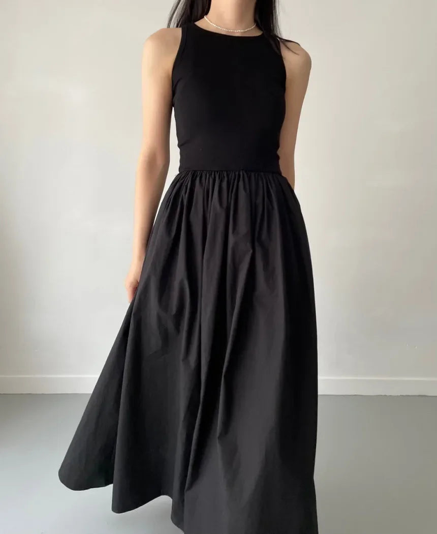 Mouwloze elegante lange jurk zwart - Marie