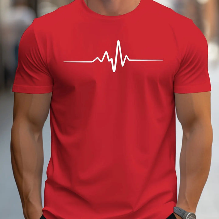Heren-T-shirt met slim-fit korte mouwen en hartslagprint