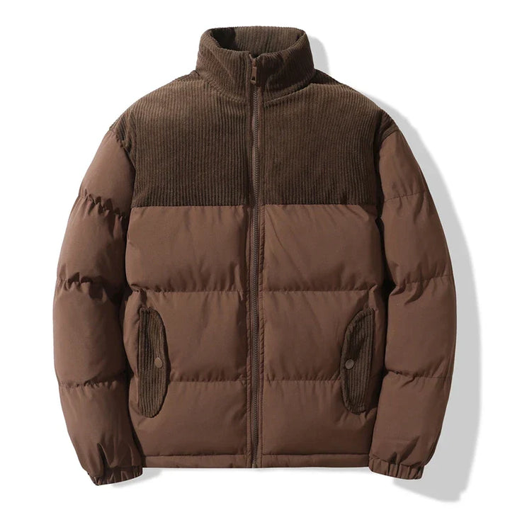 Gewatteerd uniseks jack met corduroy details - Aiden