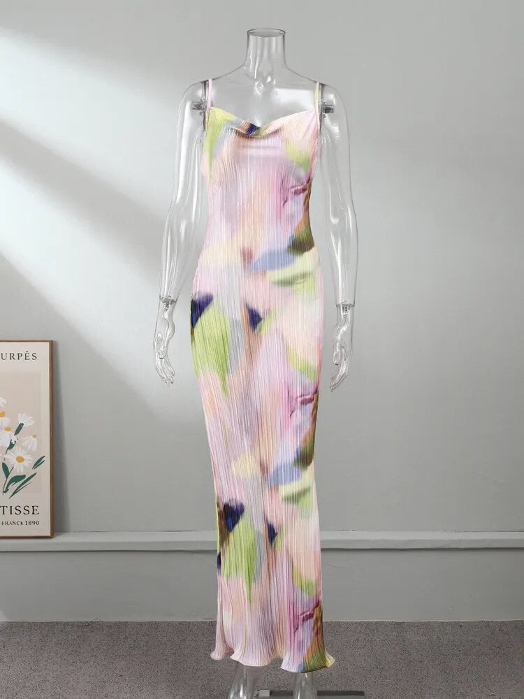 Rosalie - Elegante geplooide maxi-jurk met print voor dames