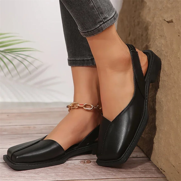Vierkante teen slingback plat - Carmen