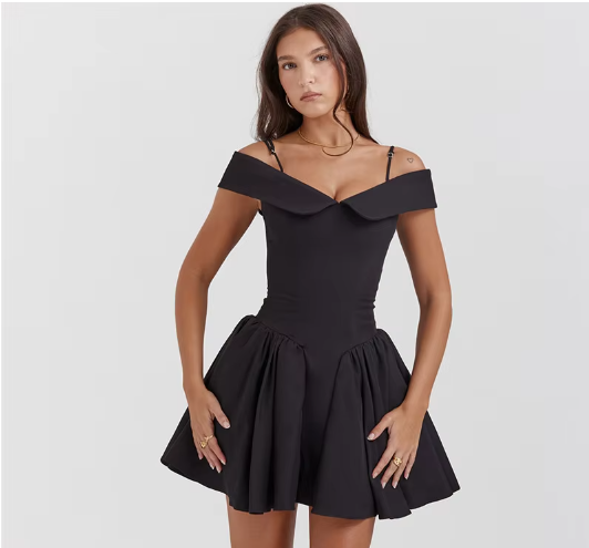 Karli - Flatterende off-the-shoulder avondjurk