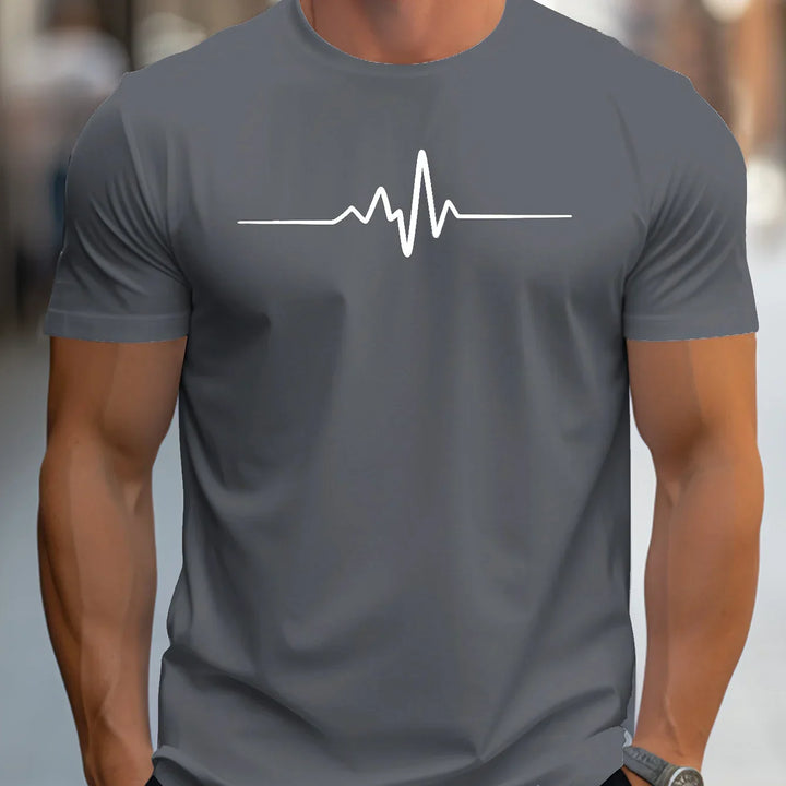 Heren-T-shirt met slim-fit korte mouwen en hartslagprint