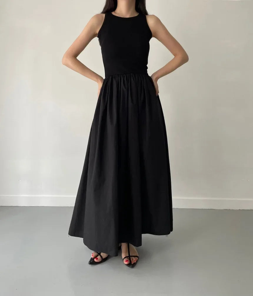 Mouwloze elegante lange jurk zwart - Marie