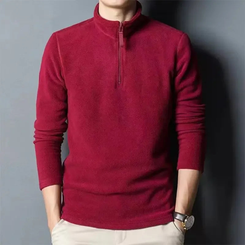 Fleece herentrui met halve rits - Braden