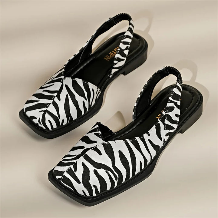 Vierkante teen slingback plat - Carmen