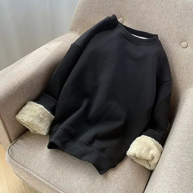 Marie - Knus contrast sweatshirt met ronde hals en fleece voering