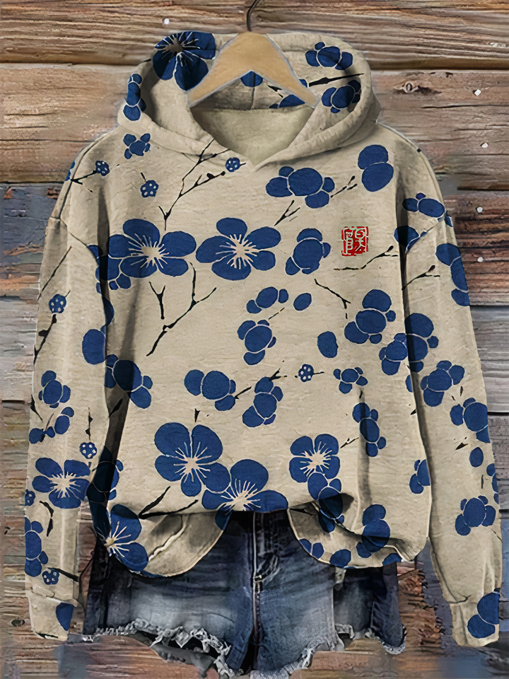 TESSA - Vintage kersenbloesem hoodie met grafische print