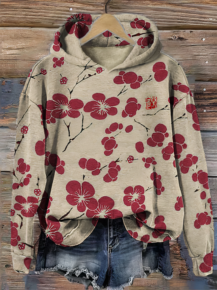 TESSA - Vintage kersenbloesem hoodie met grafische print