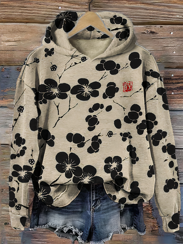 TESSA - Vintage kersenbloesem hoodie met grafische print