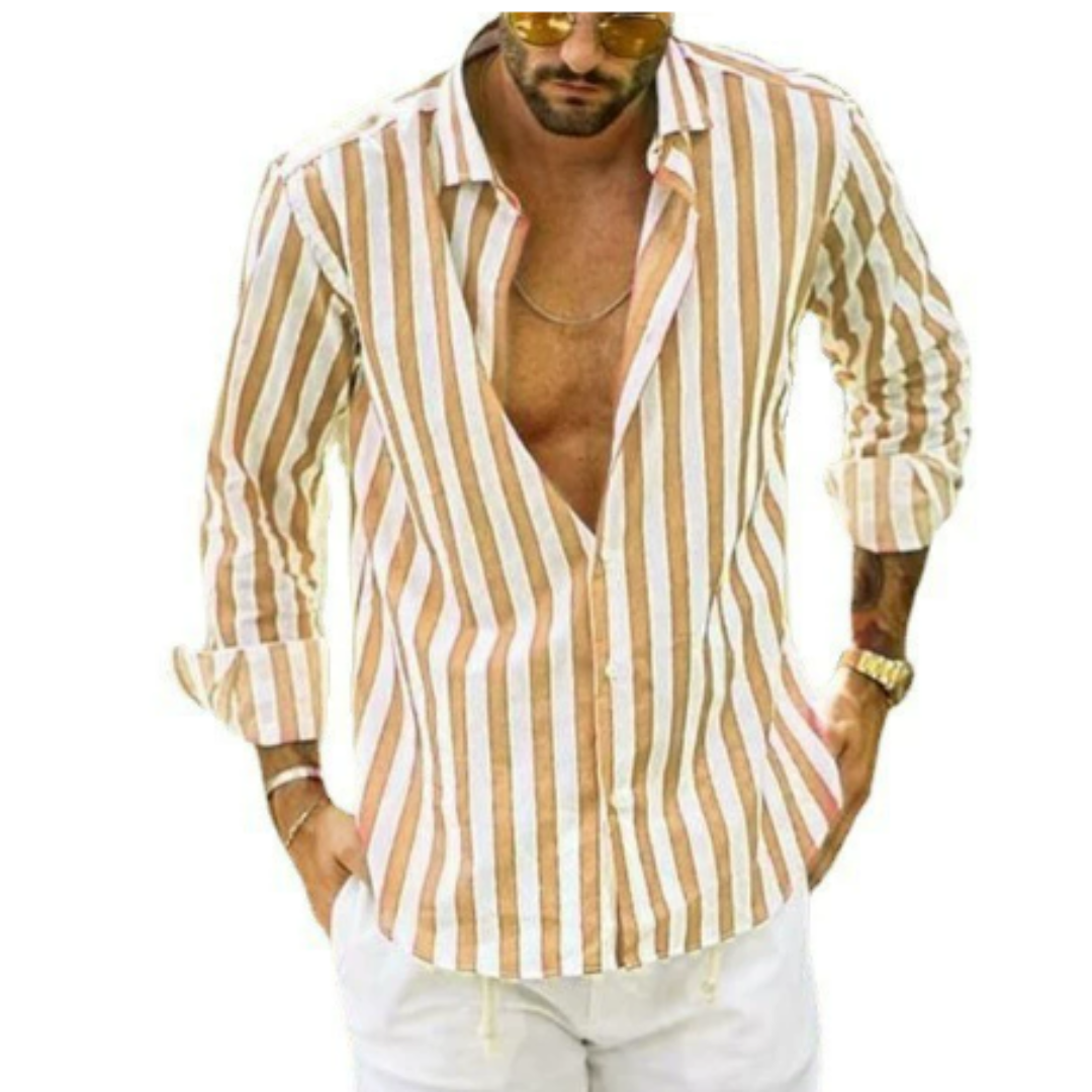 Overhemd met lange mouwen en strepen - button-down kraag