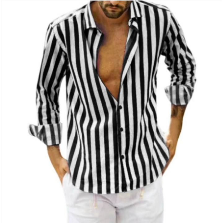 Overhemd met lange mouwen en strepen - button-down kraag