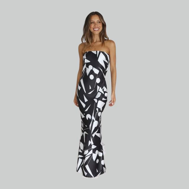 Andrea - Strapless maxi jurk met zijsplit