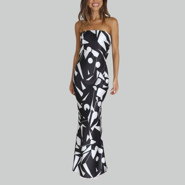 Andrea - Strapless maxi jurk met zijsplit