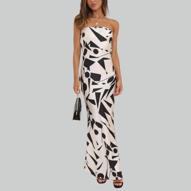 Andrea - Strapless maxi jurk met zijsplit