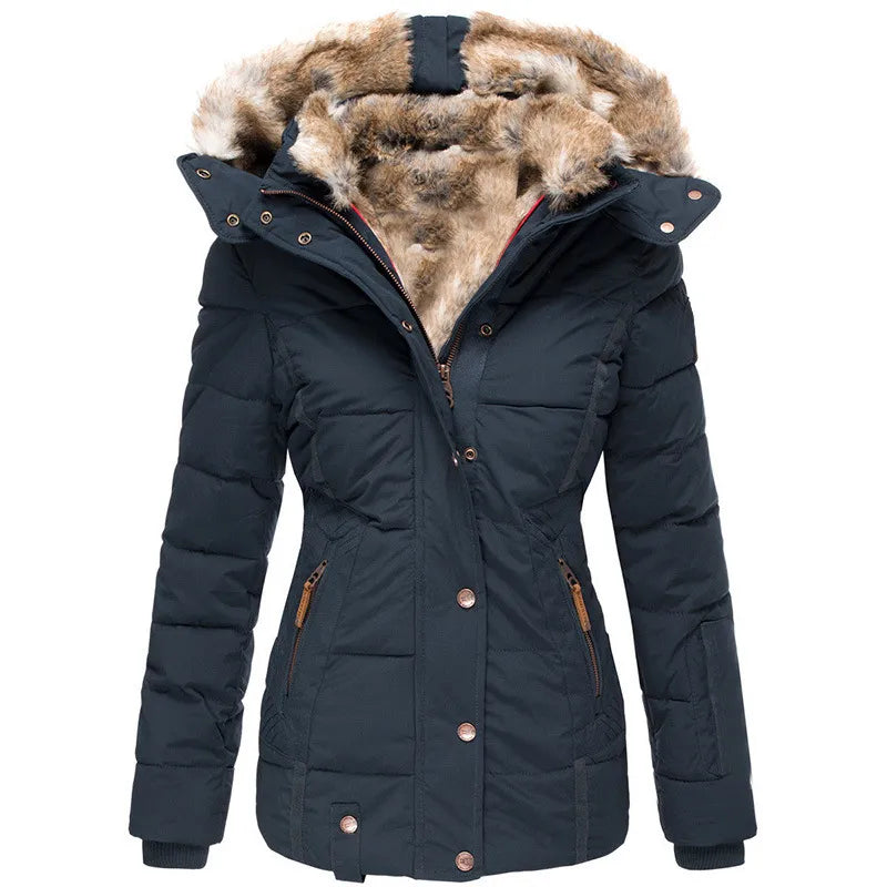 Elegante dames winterjas met bont capuchon