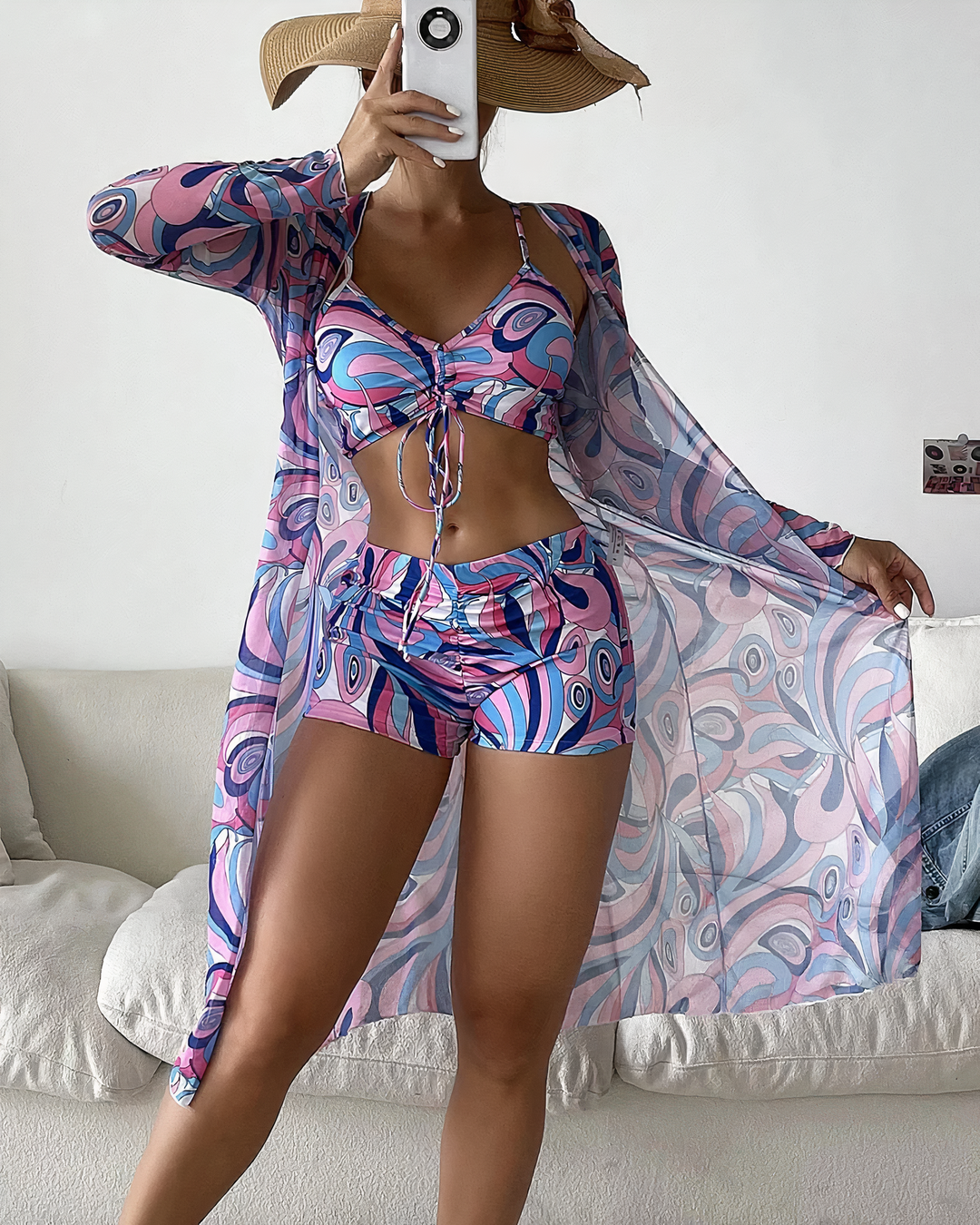 Yeva - Bikiniset met hoge taille en cover-up