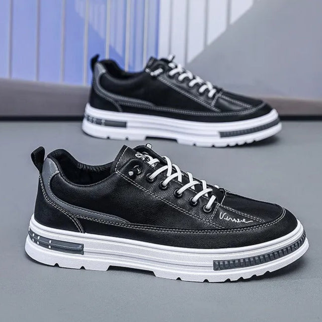 Herensneakers van synthetisch leer met hoge zool - Bruno