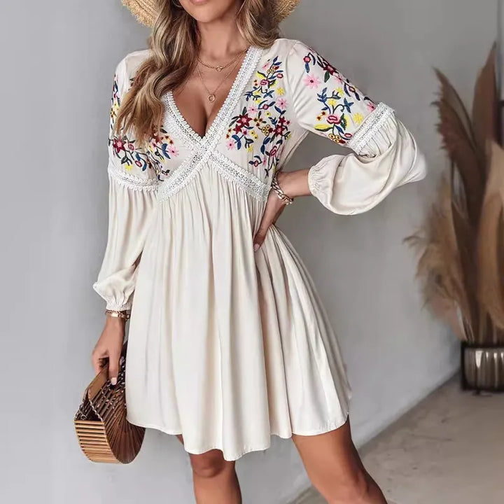 Scarlett - Bohemien kort jurkje met bloemen