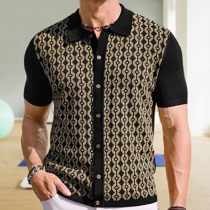 Herenpolo met jacquard geweven geometrisch ontwerp - Esteban