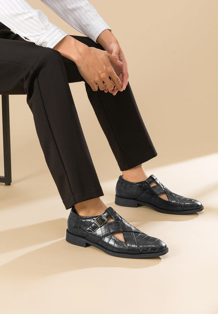Formele herenschoenen bruin leer opengewerkt ontwerp elegant - Ferrano