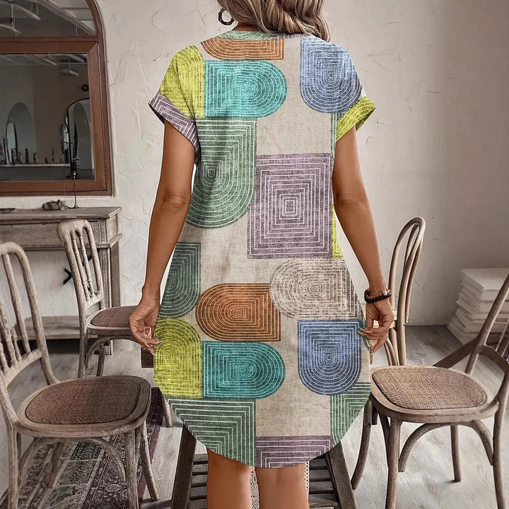 Korte jurk geometrische print voor dames - Marta