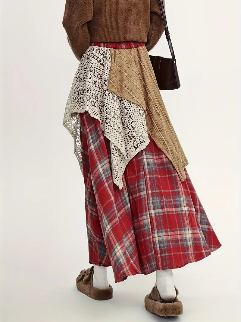 Asymmetrische lange trapeze rok, elegant en modern, perfect voor een trendy, vrouwelijke look