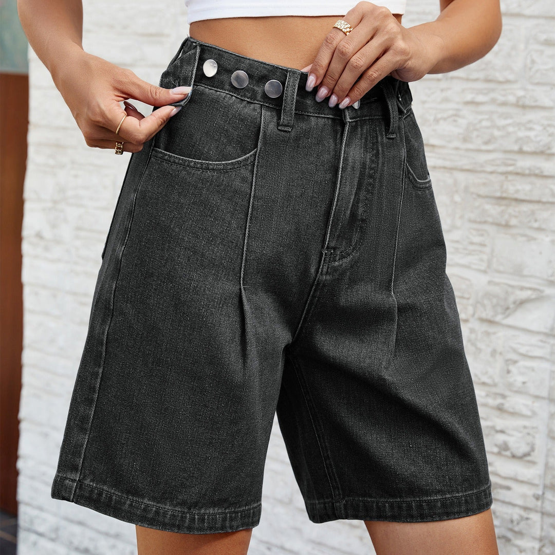 Damesdenim Bermuda recht model vintage blauw - Kendra