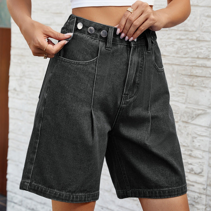 Damesdenim Bermuda recht model vintage blauw - Kendra