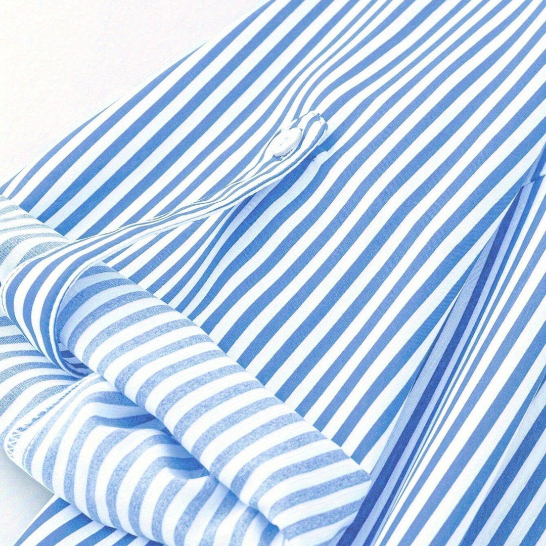Damesblouse met verticale strepen, vloeiend model, oprolmouwen - Eloisa