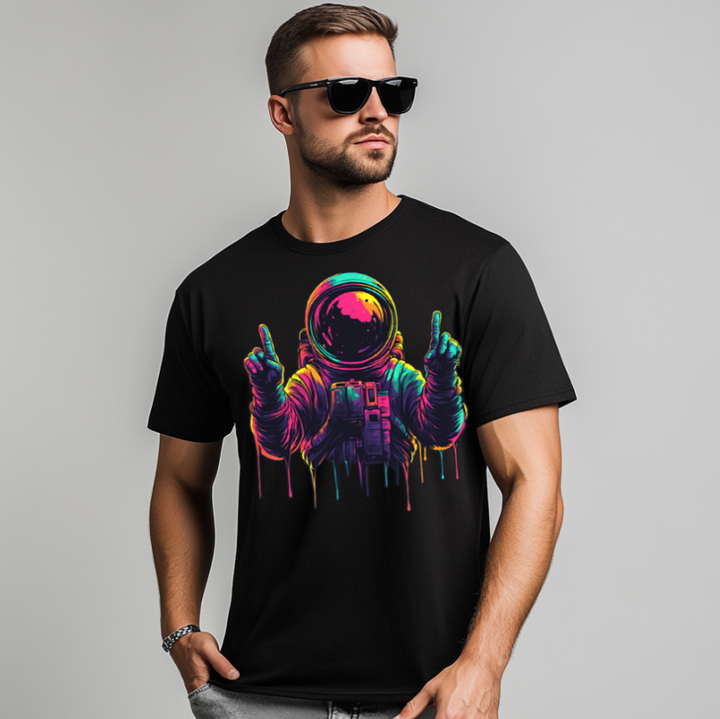 Katoenen T-shirt voor heren met grafische print van astronauten in casual stijl - Dorian