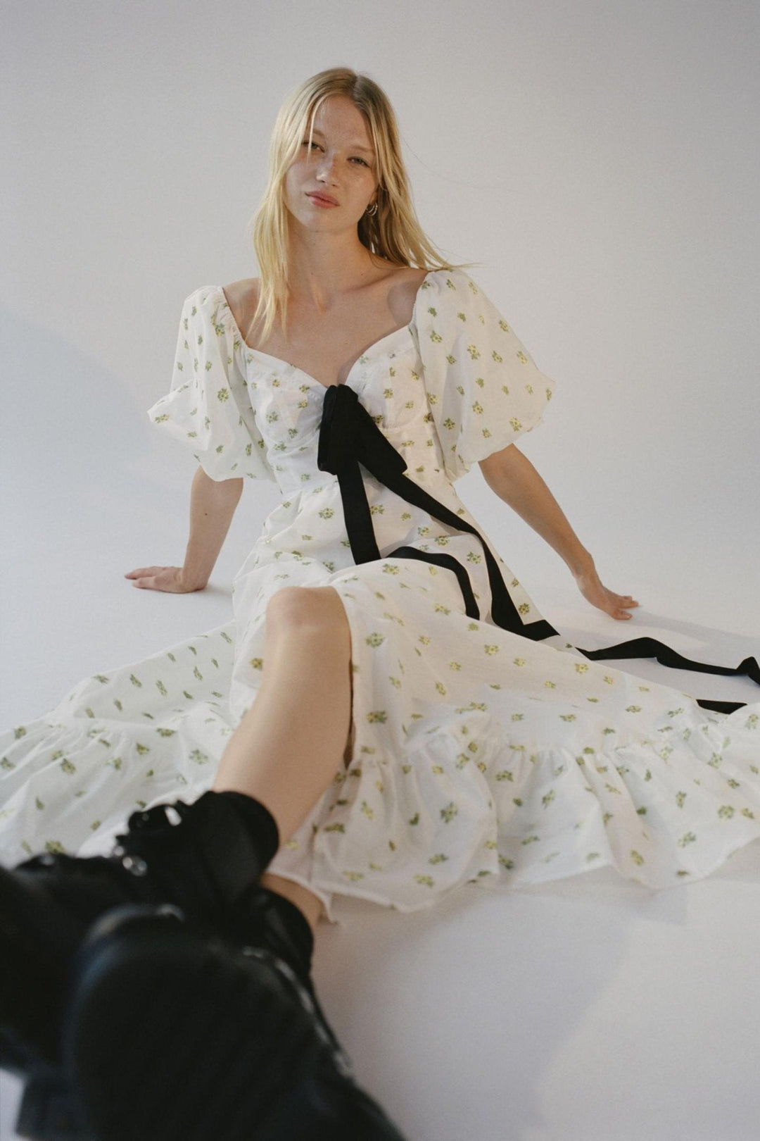 Midi-jurk Angelina met strik en split
