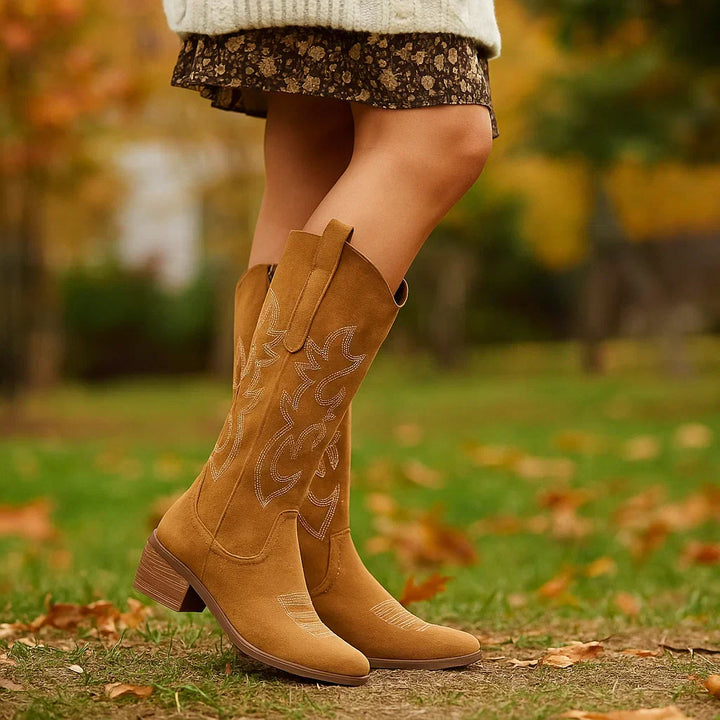 Hoge dameslaarzen cowboystijl met brede hak - Stilla