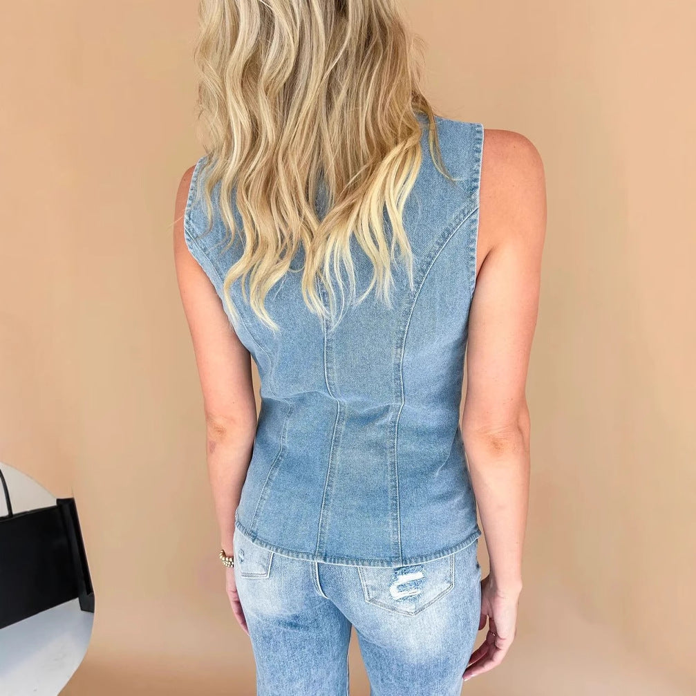 Madleen - Dames casual mouwloos denim gilet