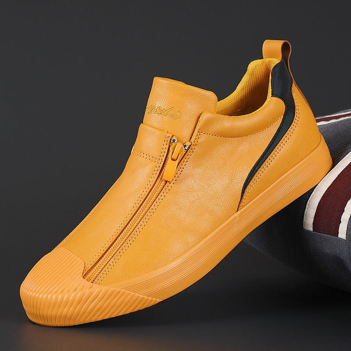 Herensneakers van casual kunstleer met dubbele ritssluiting - Ivan