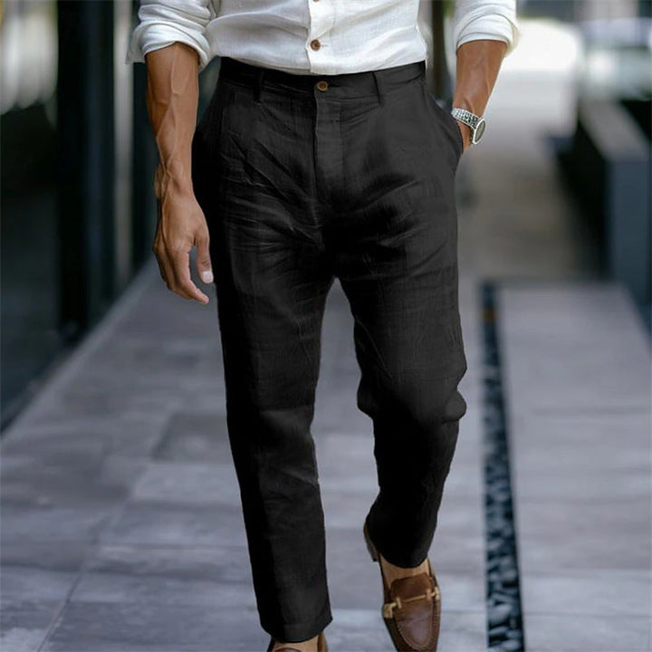 Rechte linnen herenbroek wit elegant casual - Adriano