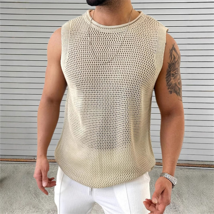 Herengilet zonder mouwen urban style opengewerkte stof - Elias