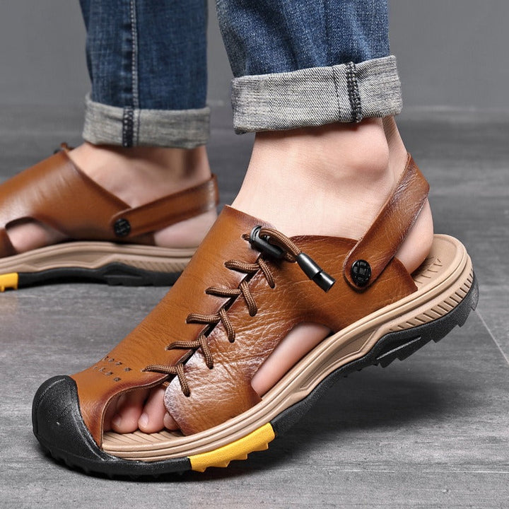 Herensandalen in trekkinguitvoering van synthetisch leer - Mateo