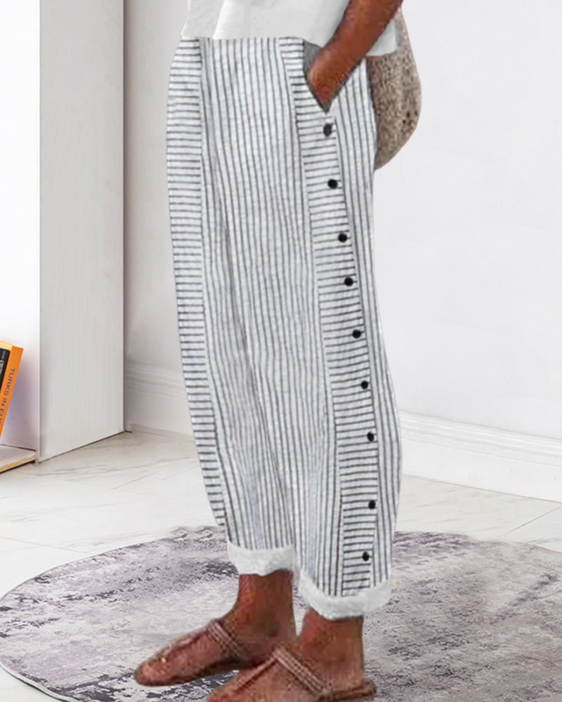 Korte zomerbroek voor dames - Gestreept - Casual