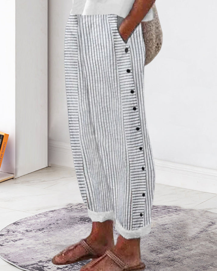 Korte zomerbroek voor dames - Gestreept - Casual