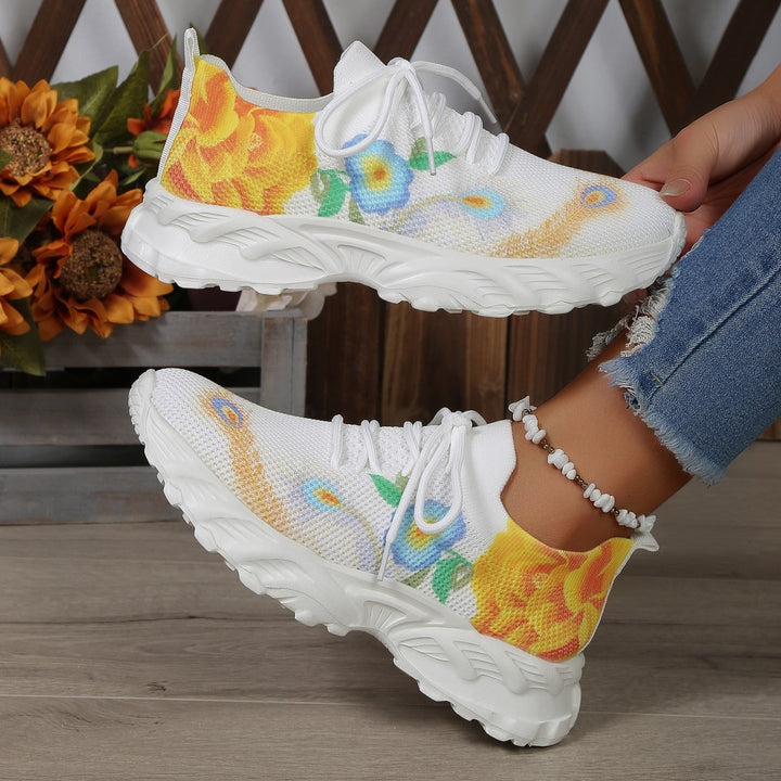 Damesschoenen van ademende stof met bloemenprint - Julieta