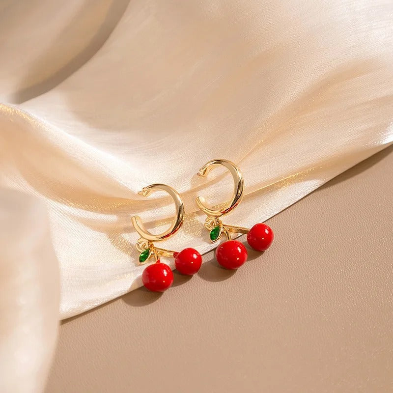 Vergulde geëmailleerde fruit hangers oorbellen voor dames - Amelie