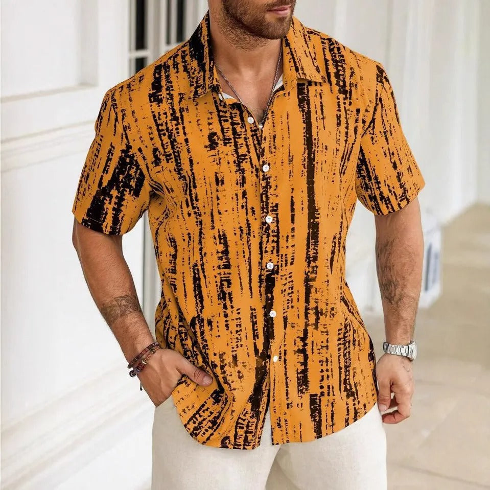 Herenoverhemd van viscose met abstracte print - Mateo