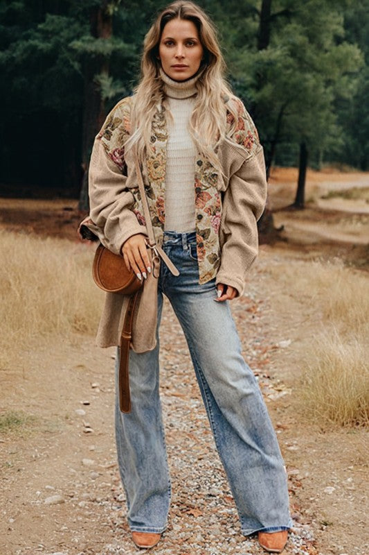 Gebloemd gebreid damesvest - Olyane