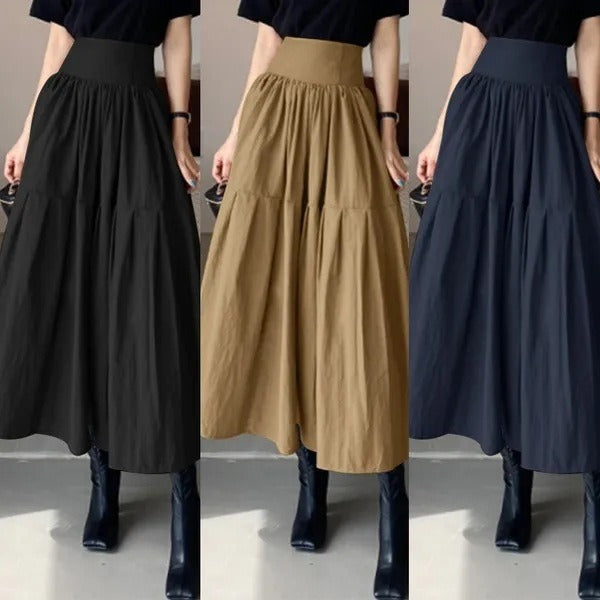 Lange rok met brede plooi en elastische taille - Mireya
