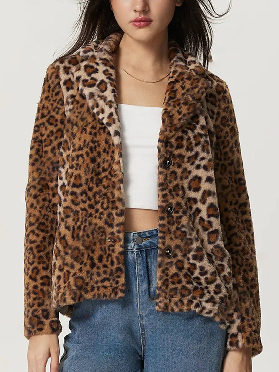 Jas met revers met luipaardprint - Mireille