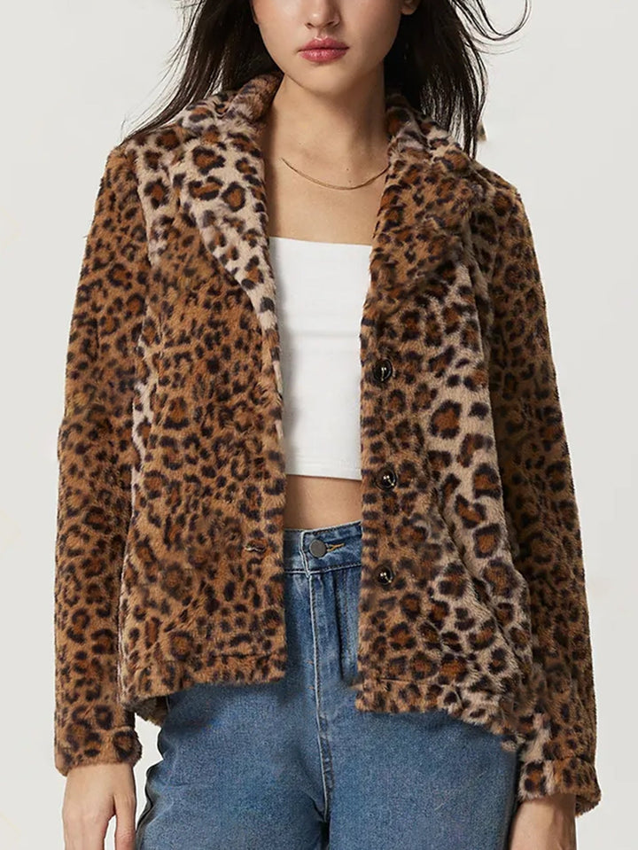 Jas met revers met luipaardprint - Mireille
