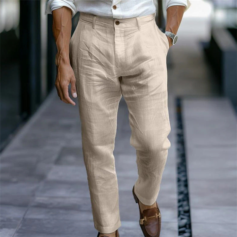 Rechte linnen herenbroek wit elegant casual - Adriano