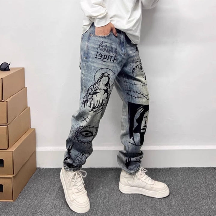 Rechte jeans met grafische print - Halvard