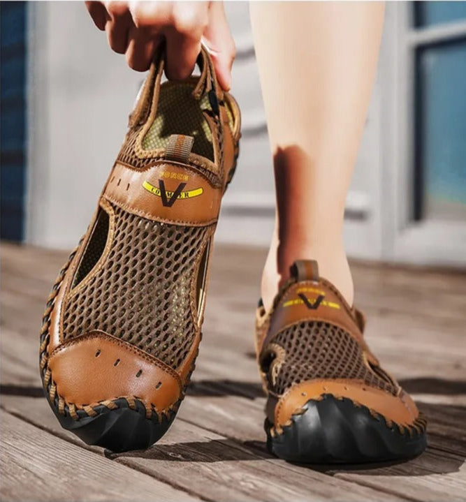 Herensandalen ademend mesh camelkleur - Mirox